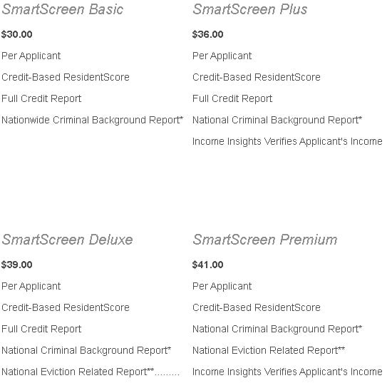 Screening fee