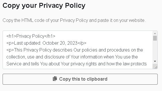 Copy your Privacy Policy