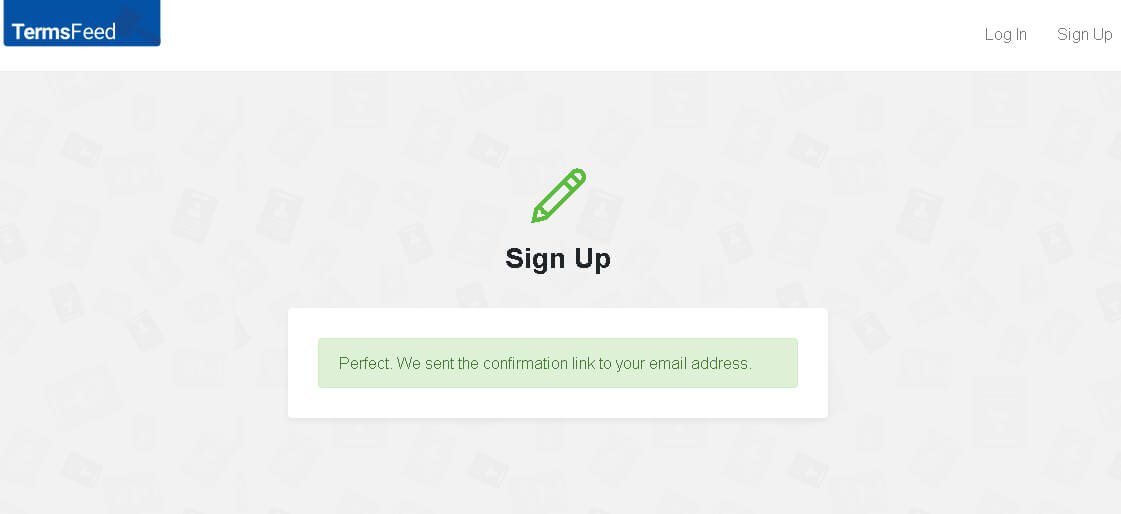 Sign up to TermsFeed