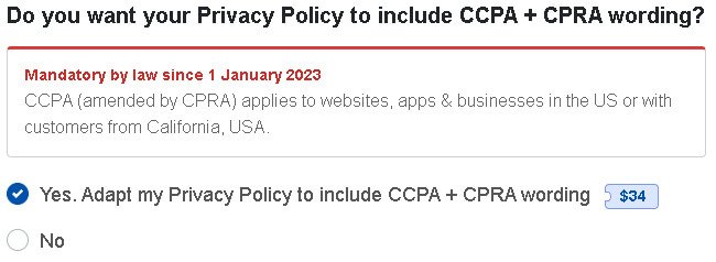 TermsFeed CCPA CPRA