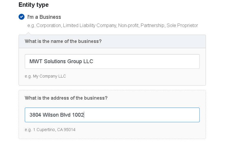 TermsFeed business entity information